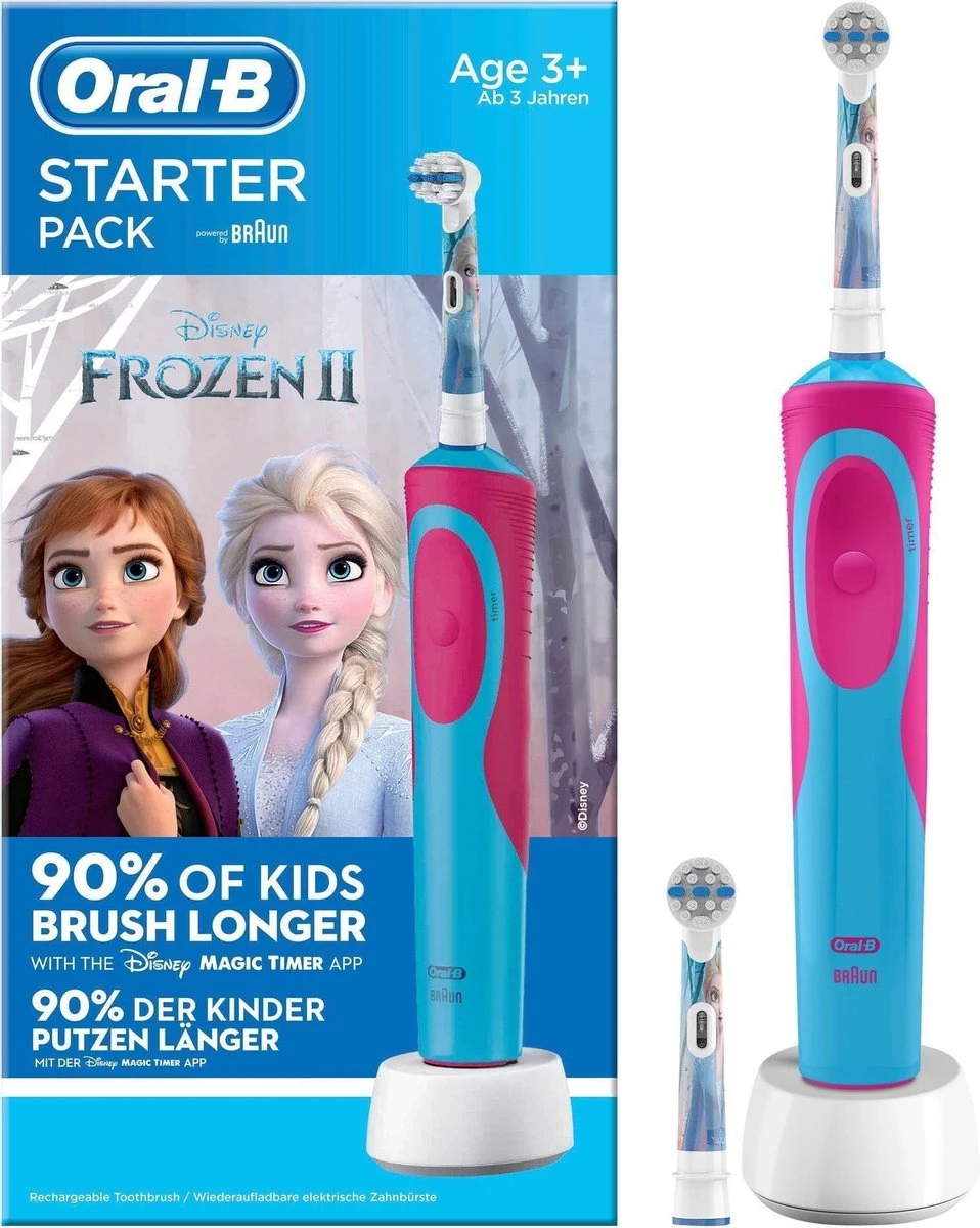 Oral B Oral-B Vitality Frozen - Elektrische Tandenborstel Voor Kinderen - 1 Handvat En 2 Opzetborstels 1 Oral B Oral-B Vitality Frozen - Elektrische Tandenborstel Voor Kinderen - 1 Handvat En 2 Opzetborstels